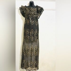 Elegant Black and Gold Lace Dress
